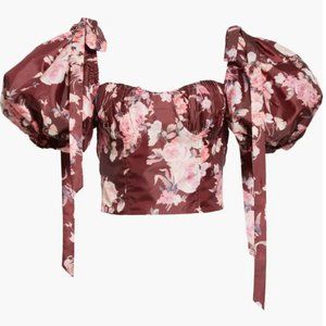 LoveShackFancy Jansen Puff Sleeve Crop Top